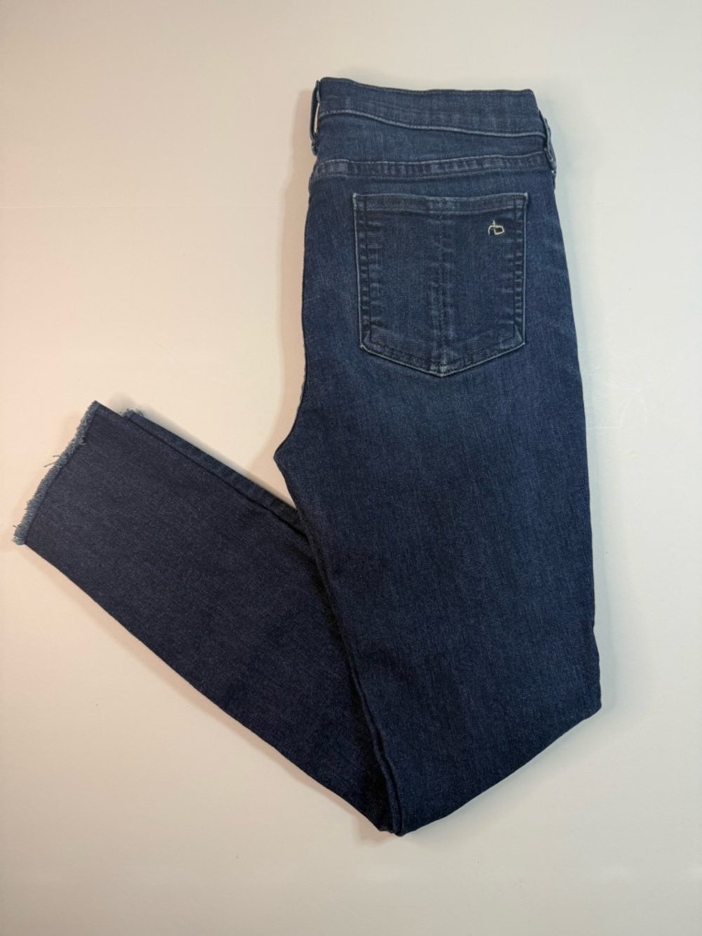 Rag & Bone Woman’s Ankle Skinny Jeans Women 29 Blue High Rise Raw Hem Dark Wash